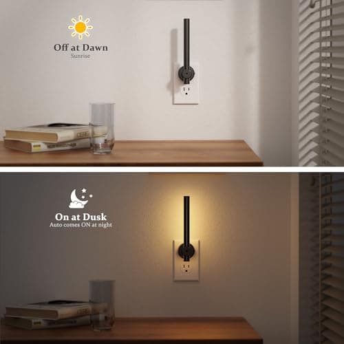 JandCase LED Night Light, Modern Night Lights Plug into Wall with Dusk to Dawn Sensor, 330° Rotatable Plug, Dimmable Night Light for Bedroom, Bathroom, Vanity, Hallway, 2 Pack - Thumbnail 2