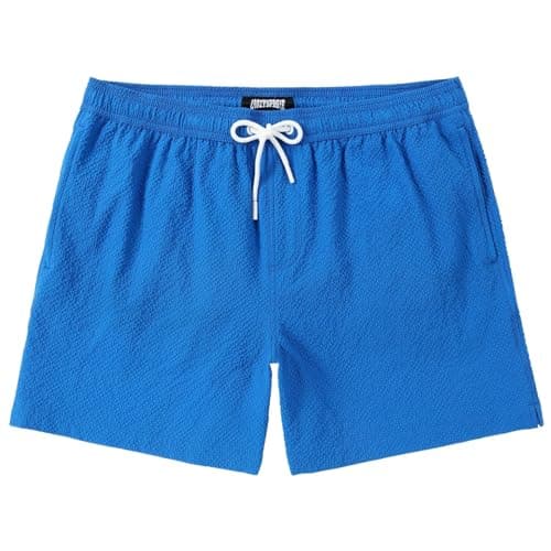 CoozySphere Mens Swimming Trunks 5 Inch Seersucker Board Shorts Swimsuit Swimwear Bathing Suit with Mesh Lining XL - Image 1