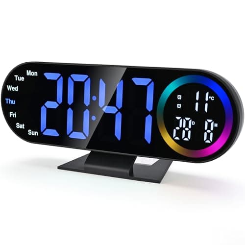 Digital Alarm Clocks with 16 Night Light, Loud Alarm Clock for Heavy Sleepers Adults Teens Kids Seniors, 3 Brightness 2 Alarm Mirror and LED Big Display Clocks for Bedside, Desk, Bedrooms Living Room - Image 1