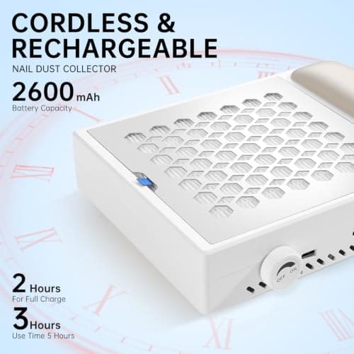 CHRISTINE SHELLY Nail Dust Collector, Cordless Dust Collector Nail Tech - Thumbnail 3