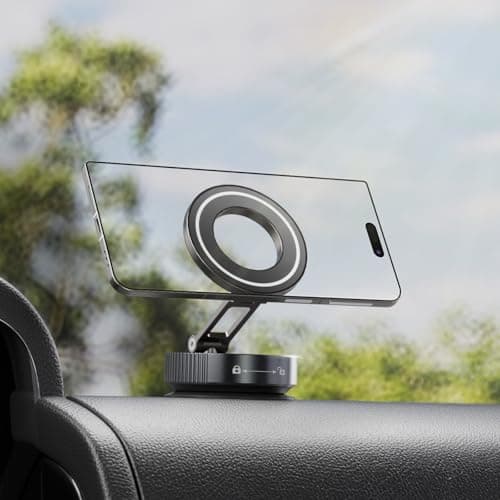 TBCR Vacuum Suction Cup Phone Mount, 360° Adjustable Magnetic Phone Holder for Car – [89+lbs Strongest Suction & 2800gf Magnetic] Swivel Lock for Car/Gym/Mirror/Shower - Image 1
