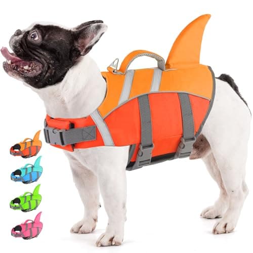Doglay Shark Dog Life Jacket - Reflective Dog Life Vest for Swimming and Boating with Rescue Handle, Adjustable High Buoyancy Floating Vest for Small Medium Large Dogs - Image 1