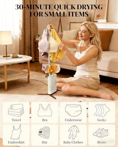 Zylo Portable Dryer for Clothes, Mini Portable Clothes Dryer Machine with Fragrance Disc, Adjustable Timer, Low Noise, Fast Drying, for Laundry Apartment RV Travel Dorm - Thumbnail 5