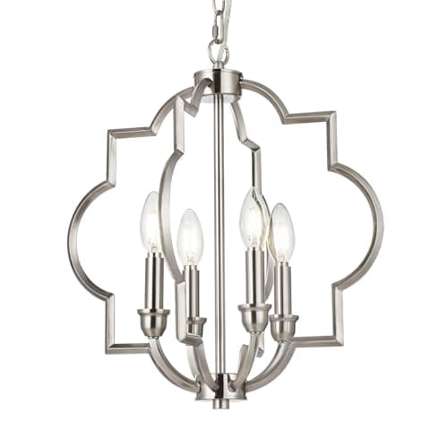 ACANER 4-Light Brushed Nickel Chandelier, Modern Dining Room Light Fixtures Over Table, Geometric Hanging Pendant Light for Bathroom, Foyer, Hallway, Kitchen, Entryway - Thumbnail 4