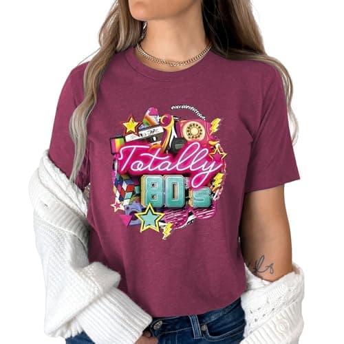 80s Shirt for Women - I Love The 80s Music Neon Party Tee, Retro Short Sleeve Casual Top for Concert & Costume - Thumbnail 5