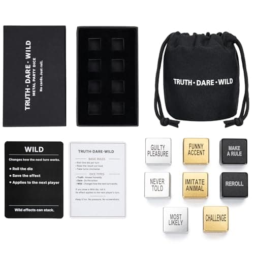 Truth or Dare Metal Dice Game for Adults – 8 Aluminum Dice Set with Wild Modifier System for Bachelorette Parties, Date Nights & Girls Night Out - Thumbnail 2