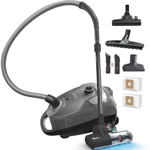 Akitas C11WT Bagged Canister Vacuum Cleaner, Wessel Turbo Brush for Pet Hair (Cat & Dog), HEPA Filtration, 33ft Cleaning Radius, with Retractable Cord and Wide Parquet Brush - Image 1