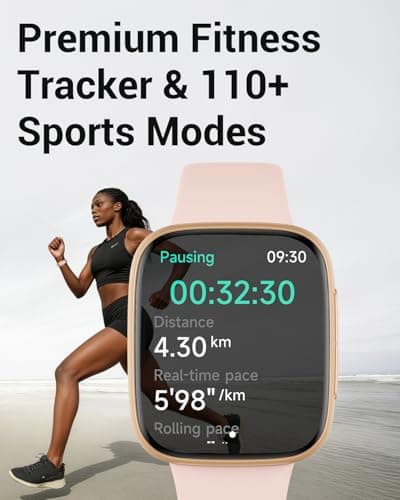 Smart Watch for Women, 1.85" AMOLED Ultra-Clear Screen Smartwatch Compatible iPhone/Samsung/Android, 100+ Sport Modes Fitness Tracker with Heart Rate/SpO2/Sleep Monitor, 3ATM Waterproof, 2 Bands - Thumbnail 3