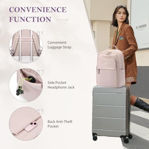 GOLF QUALITY Travel Backpack for Women Personal Carry On Bag Business Weekender Hiking Multilayer Laptop Bag,16 Inch,Pink - Thumbnail 3
