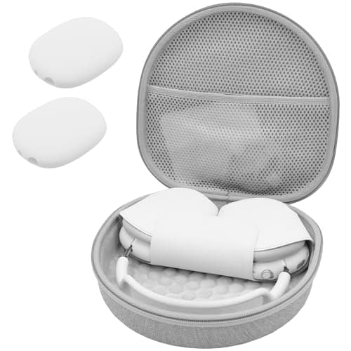 ProCase Hard Case for Apple AirPods Max & AirPods Max 2, Travel Protective Carrying Case with Silicone Ear Cushion Covers, Shockproof EVA Shell with Soft Lining & Accessory Pocket - Grey