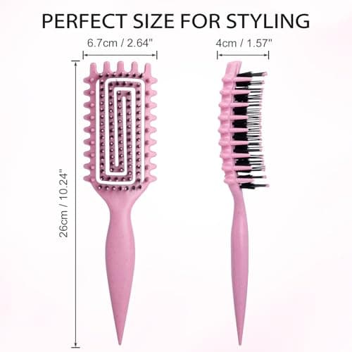 Quenxe Curl Defining Brush, Curly Hair Brush with Vented Design for Detangling and Shaping, Wet & Dry Use, Reduces Pulling for Women and Men (Pink) - Thumbnail 5