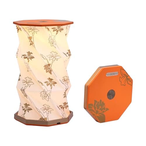 ZBOLE Birthday Flower Folding Rotating Lamp - March Narcissus, Rechargeable Folding Paper Light, Elegant Gift Box – Ideal Anniversary, Birthday Gift for Women, Mom, Sister, Grandma-Orange - Image 1