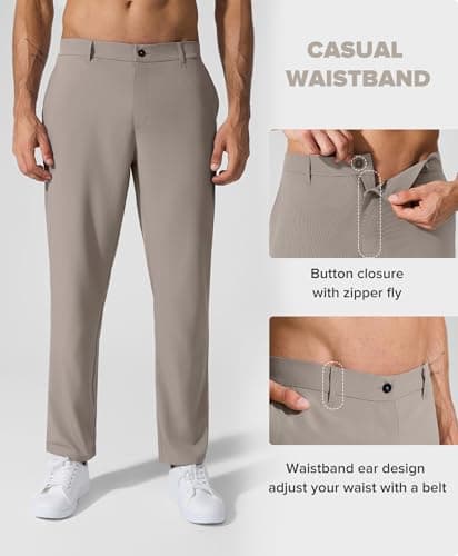 BRXL Men's Stretch Comfy Golf Pants Quick Dry Lightweight Work Casual BrxlMen Pants for Men with Pockets Belt Loops Smoky Gray - Thumbnail 4