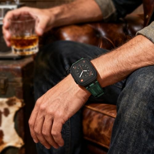 CDRCICI Vintage Leather Strap Compatible with Apple Watch Band 46mm 45mm 44mm 42mm 49mm for Men Women, Rugged Metal Connector Genuine Leather Replacement Strap for iWatch Series 11 10 9 8 7 6 5 4 3 SE Ultra 3 2 1 - Thumbnail 4