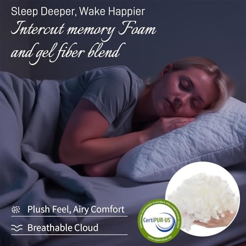 CLD COLLECTIONS Bed Pillows Cross Cut Memory Foam for Sleeping,Queen Size Bedding Pillow(White), Washable Supportive Pillow for Sleeping, Adjustable Density for Back, Stomach and Side Sleeper - Thumbnail 4
