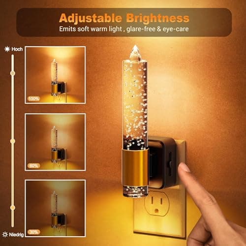 JandCase Night Light, Flameless Candle Night Lights Plug into Wall, Dusk to Dawn Sensor Aesthetic Automatic Nightlight, Dimmable Amber LED Nightlights, Decorative nite light for Adults Bathroom,1 Pack - Thumbnail 3