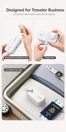 NTONPOWER GaN 45W USB C Power Strip, 4 AC Outlets with 4FT Retractable Flat Extension Cord, 45° Angled Plug Compact Travel Power Strip, Fast Charging for MacBook, iPad Pro, iPhone, Galaxy - Thumbnail 2