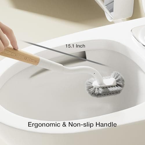 Toilet Cleaner Brush, Diveotree Toilet Brush and Holder for Dead Corner Cleaning, Wall Mounted Toilet Bowl Brush for Bathroom Decor, Toilet Scrubber Brush for Home/Hotel (White, Round-1pack) - Thumbnail 5