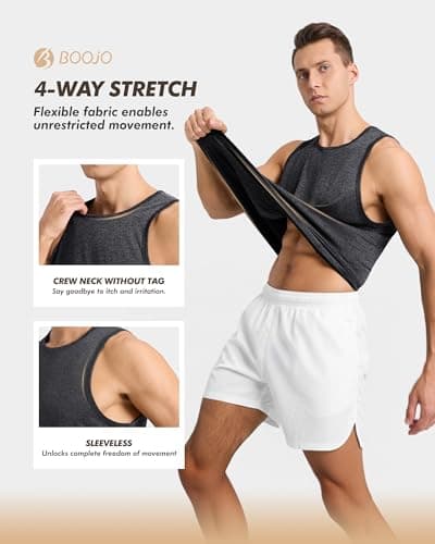 BOOJO 3 Pack Tank Tops Men - Summer Quick Dry Moisture Wicking Workout Muscle Sleeveless Shirts for Gym Beach Running - Thumbnail 3