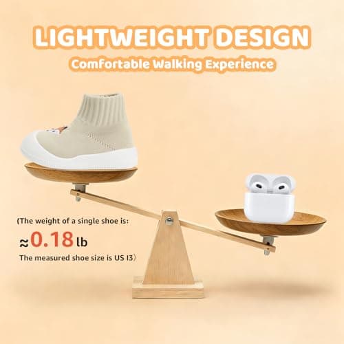STQ Baby Shoes Sock Walking Shoes Infant Non-Slip Breathable Slippers with Soft Sole Boys Girls Slip On Sneakers Lightweight Toddler Wide Toe Box First Shoe Beige Fox 6-9 Months - Thumbnail 5