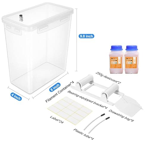 Qacoczme 3D Printing Filament Storage Box with air-Tight connectors and Filament Spool Holders - Filament Dry Box for Filaments Sealing and Protection with Desiccant & Label (5.8L,4Pack) - Thumbnail 2