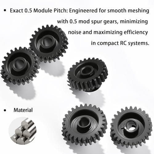 0.5M Pinion Gear 14T Hardened Steel 3.175mm Bore with 2.3mm Adapter, Precision Motor Gear for ARRMA 1/14 Typhon 1/16 Mojave 1/18 Granite, Losi 1/12, 0.5Mod Gear 13T-27T for HOBBYWING Motors - Thumbnail 5
