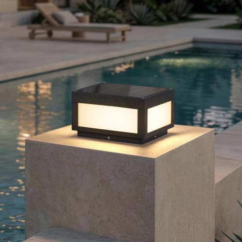 MVBT Solar Post Lights Waterproof, 10×10 Solar Pillar Lights Outdoor, 9.8" Outdoor Column Lights Dusk to Dawn, Modern Lamp Post Light Square, 3000K Solar Power Post Lantern for Fence Deck Gate Posts - Image 1