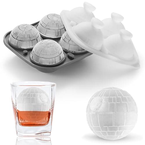 Nax Caki 3D Death Star Ice Cube Molds, Large Silicone Fun Shapes Bourbon Gifts for Men Fandom, Whiskey Ice Cube Mold for Cocktails,Brandy, Whiskey Gifts for Men Nerds & Geeks - Image 1