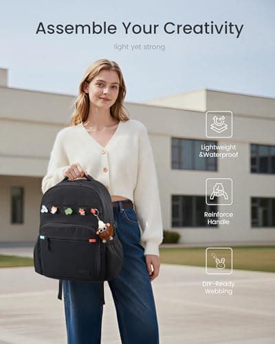 LOVEVOOK Laptop Backpack for Women with 40oz Tumbler Holder, Lightweight School Backpack Fits 15.6 Inch Laptop, Cute College Backpack for Work, Travel & Daily Commute - Thumbnail 3