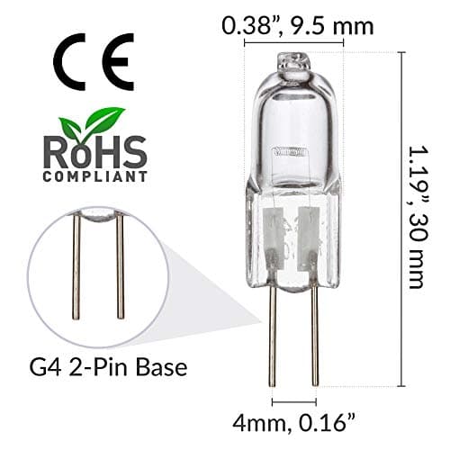 Simba Lighting Halogen G4 T3 10 Watt 120lm Bi-Pin Bulb (10 Pack) 12 Volt A/C or D/C for Accent Lights, Under Cabinet Puck Light, Chandeliers, Track Lighting, 10W 12V 2 Pin JC Warm White 2700K Dimmable - Thumbnail 2
