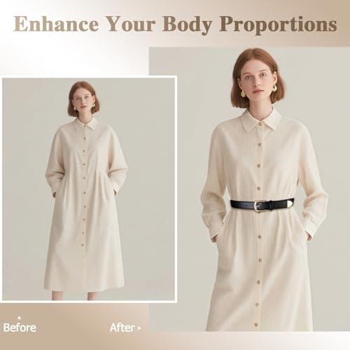 AI DEEBLUE Fashion Black Belt Women Belts for Jeans Dresses Trendy Leather Belts for Women Black and Gold Belt - Thumbnail 4