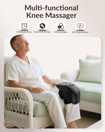 Heycool Knee Massager with Heat and Vibration, Cordless Electric Knee Massager with 3 Heating Levels 3 Massage Modes, Knee Brace Wrap Massager for Knee Muscle Relaxation, Adjustable Straps - Thumbnail 2