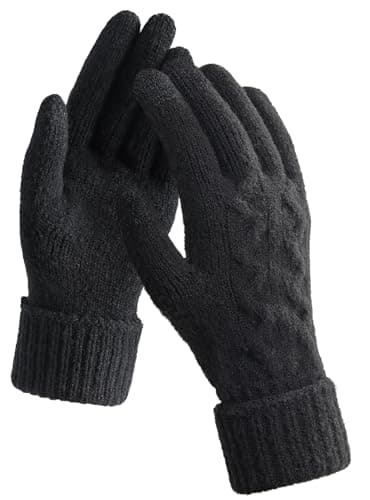 TRENDOUX Women's Thermal Black Winter Alpaca Wool Gloves for Cold Weather: Touchscreen Tech Hand Protection with Lined Fingers Outdoor for Woman Adult - Image 1