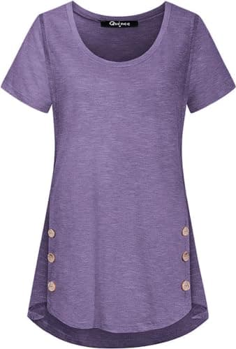 Quinee Postpartum Clothes Nursing Tops Breastfeeding Shirts Cute Maternity Tops Nursing Clothes for Breastfeeding Purple XXL - Thumbnail 3