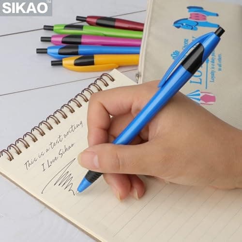 Sikao Pens Bulk, 60 Pack Gripped Slimster Ballpoint Pens Black Ink 1.0mm Medium Point Smooth Writing, Click Pens with Comfort Grip for Teachers, Students, Restaurant Servers, School & Office Use - Thumbnail 5