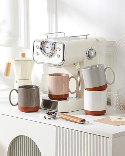 MALACASA 16oz Ceramic Coffee Mugs Set of 4, Stackable Coffee Cups with Straight-Sided Design, Mugs for Coffee, Latte, Tea, Hot Chocolate, Cappuccino and Cocoa, Microwave & Dishwasher Safe, Multicolor - Thumbnail 6