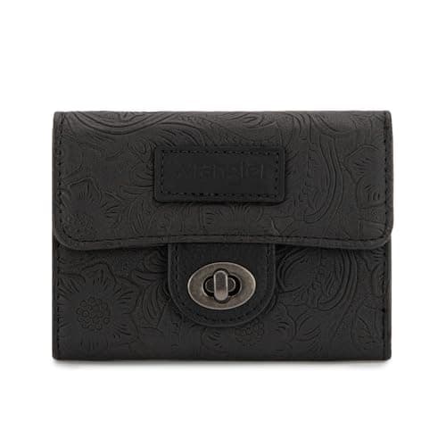Montana West X Wrangler Black Wallet for Women Western Card Cases & Money Organizers Trifold Small Wallet with Rfid Lining Blocking and Zipper Coin Pocket - Image 1