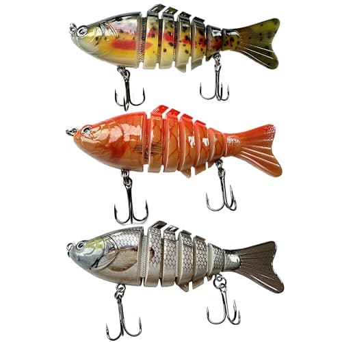 Hard Bait for Beginners: Multi Jointed Swimbait, Slow Sinking & Suspending, Realistic Topwater for Bass, Trout, Musky, Pike – Soft Feel, Hard Durability, Walking/Prop Bait for All Water Layers - Image 1