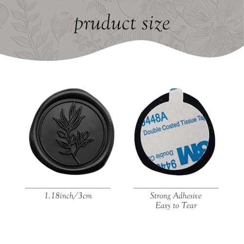 Pilloze 50Pcs Black Self-Adhesive Wax Seal Stickers - Wax Seal Perfect for Wedding Invitation or Envelope Good Adhesion and Easy to Use, Wedding Invitation Accessories - Thumbnail 2