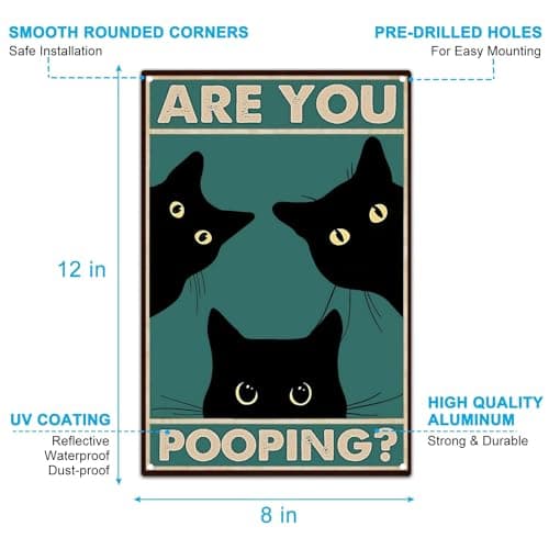 Carastora Bathroom Vintage Metal Tin Sign Funny Sarcastic Party Wall Art Decor Toilet Signs For Bathroom Door Restroom Door Signs Are You Pooping 12x8 Inches - Thumbnail 6