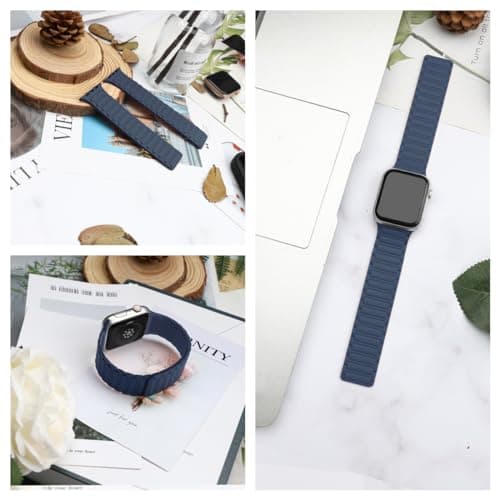 Magnetic watchband Compatible with Apple Watch Ultra 3/2/1 Band 42mm 41mm 40mm 38mm Sport Silicone Replacement Wristband Strong Magnet link for iWatch Series 11/10/9/8/7/6/5/4/3/2/1 SE 3/2/1,Blue - Thumbnail 3