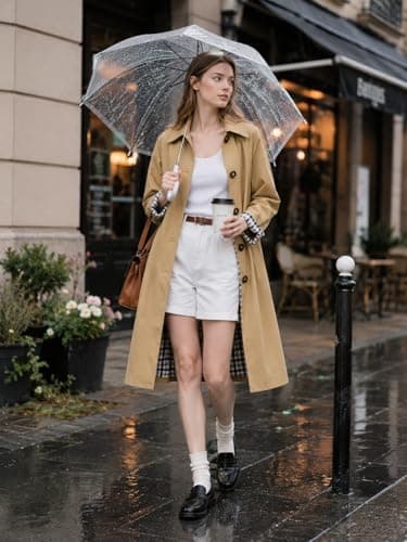 Orolay CHIIONE Waterproof Trench Coat Women Single Breasted Lightweight Rain Jacket with Deep Pockets for Spring - Thumbnail 2