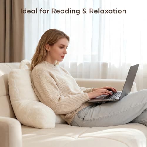 NOONTIDE Reading Pillow for Sitting up in Bed and Couch,Large Back Pillow for Adult & Teens with Soft Adjustable Neck Roll Backrest Pillow,Washable Cover,Watching TV/Gaming/Relaxing(FurryWhite) - Thumbnail 6