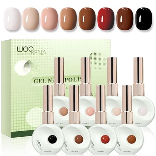 Woobena 8 Colors Gel Nail Polish Set, Nail Polish Gel UV Brown Gel Polish Kit with Long Lasting, Salon-Quality Gel Polish Colors for DIY Nail Art at Home HEMA/TPO Free - Image 1