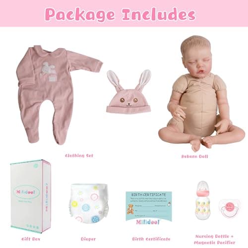 Milidool Lifelike Reborn Baby Dolls- 18-Inch Realistic Poseable Newborn Baby Girl Dolls,Soft Cloth Body Real Life Baby Doll with Gift Box for Kids Age 3 + - Thumbnail 5