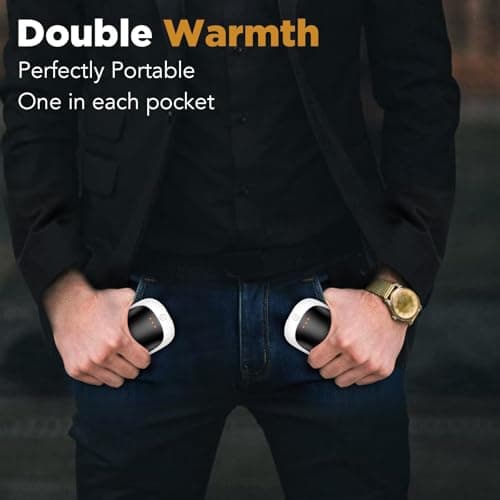 Lerat 2 Pack Hand Warmers Rechargeable, Portable Electric Hand Warmers Reusable, USB 2 in 1 Handwarmers, Outdoor/Indoor/Warm Gifts for Men Women Kids (White Black&White Black*2) - Thumbnail 5