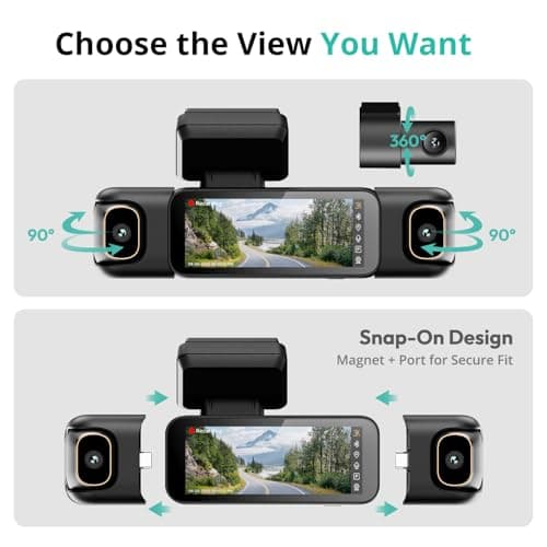 BOTSLAB 3K 4 Channel Dash Cam with Hardwire Kit, 24/7 Parking Mode, 360°All-Sides View, Front and Rear Inside Car Camera, 3.18”Touch Screen,Night Vision Voice Control,Free 128GB Card 5.8GHz WiFi & GPS - Thumbnail 5
