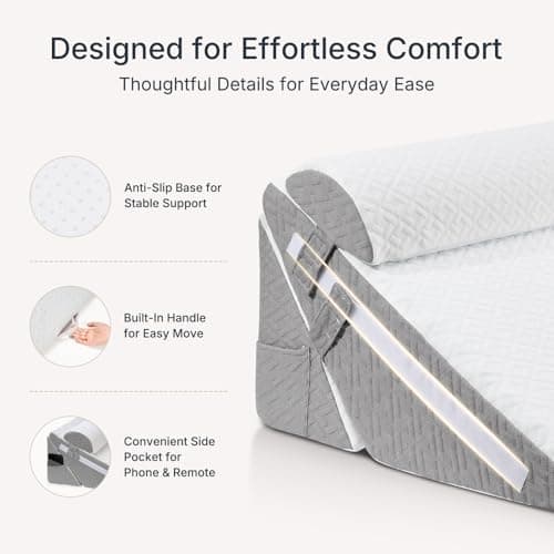 NymphsReco Adjustable Wedge Pillow Set 4PCS, Cooling Gel Memory Foam Bed Wedge with Dual Head Pillows, Extra-Wide Incline Pillow for Acid Reflux, GERD, Sleep Apnea & Post Surgery Recovery, White/Grey - Thumbnail 6