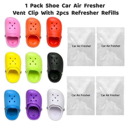 ZJCAHXJ 1 Pack Cute Car Air Freshener,Shoe Shape Cars Vent Clips with 2PCS Refills Solid Fragrance Replacement Pads Car Decor Perfume Clip Cars Interior Accessories for Men/Women（Pink） - Thumbnail 2