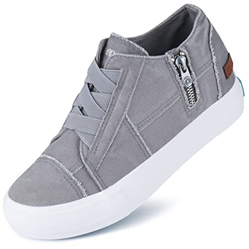 JENN ARDOR Wedge Sneakers for Women Fashion Canvas Shoes Casual Platform Hidden Heel Slip On Sneaker Side Zipper - Image 1